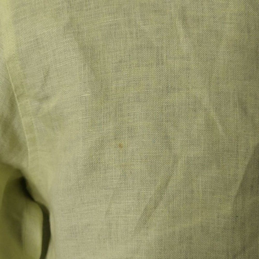 TALBOTS Womens citrine green 100% Irish linen button down shirt lagenlook Sz 8P - Picture 7 of 9